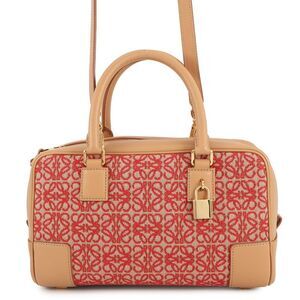 Loewe Anagram Amazona Canvas And Calfskin Leather Handbag